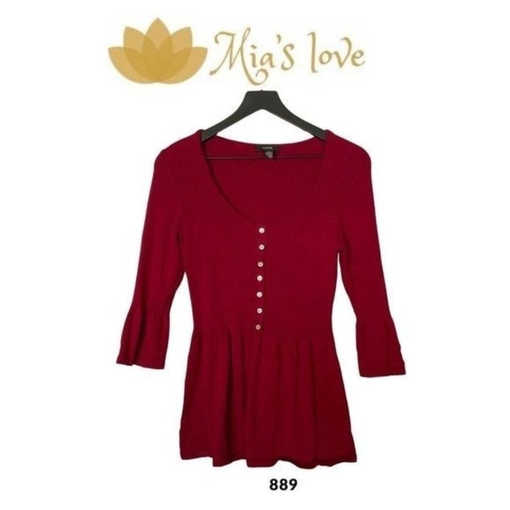 Afani, pullover sweater women, Size M, long sleeve, Knit Style, red color.